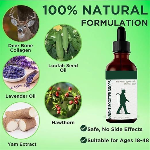 Height Booster Drops 30ml | Daily Growth Support Liquid Supplement with Essential Nutrients